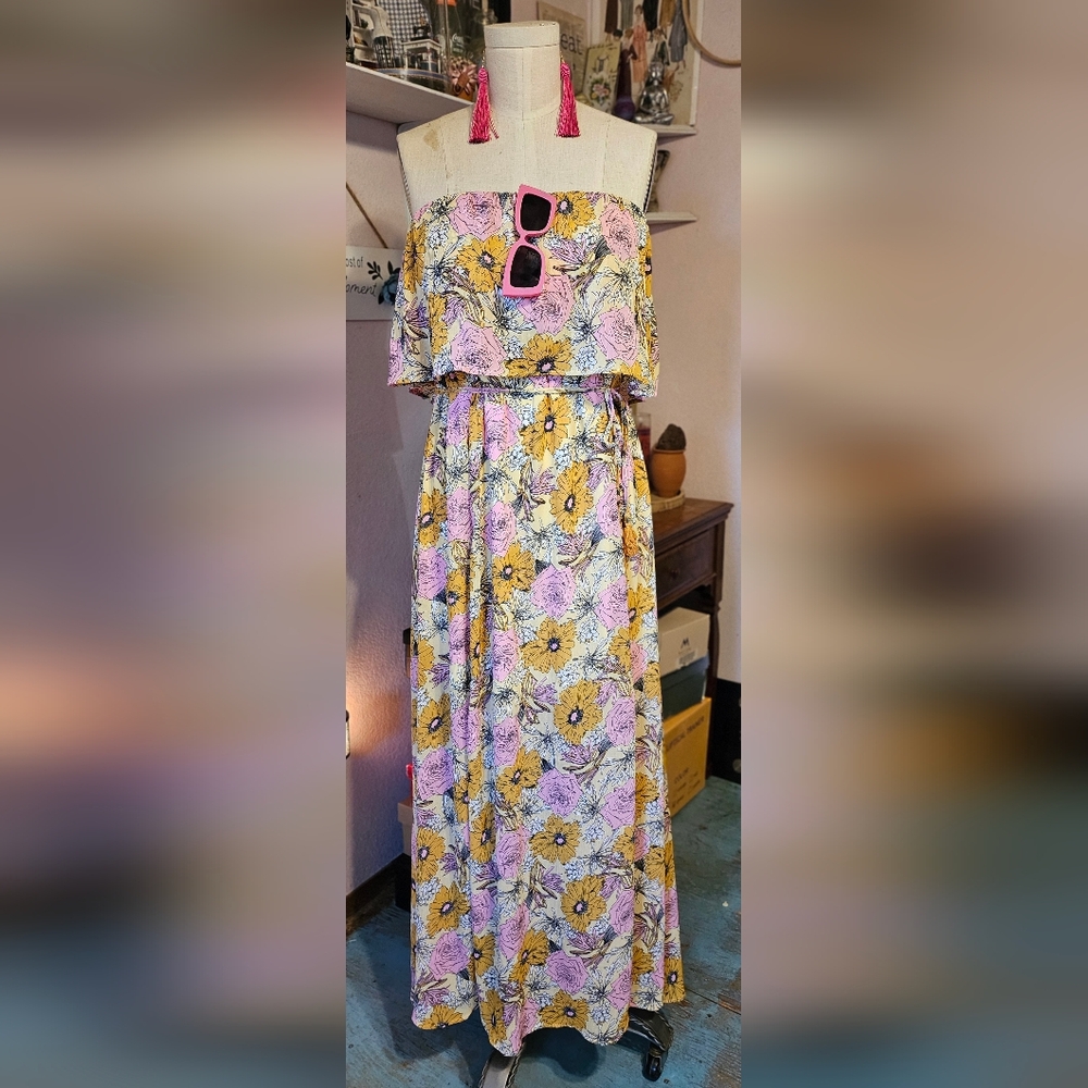 Floral Strapless Maxi Dress